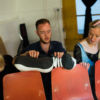 Pamela Hay as Sylla, Oskar McCarthy as Garibdis, Sarah Minns as Ulla, in Ulla's Odyssey. Rehearsal photographs by Christopher Tribble. Pamela Hay as Sylla, Oskar McCarthy as Garibdis, Sarah Minns as Ulla, in Ulla's Odyssey. Rehearsal photographs by Christopher Tribble.